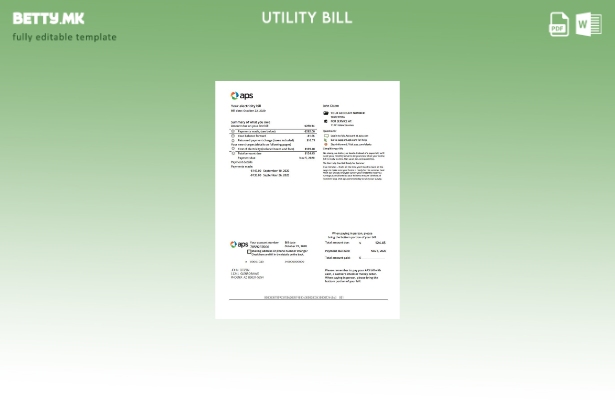 модерен стил USA Arizona APS шаблон за доказ за електрична енергија за адреса за