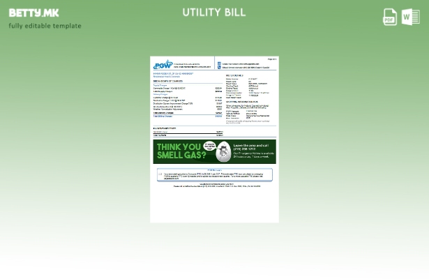 модерен стил USA Philadelphia Gas Works страници за комунални сметки. Шаблон за