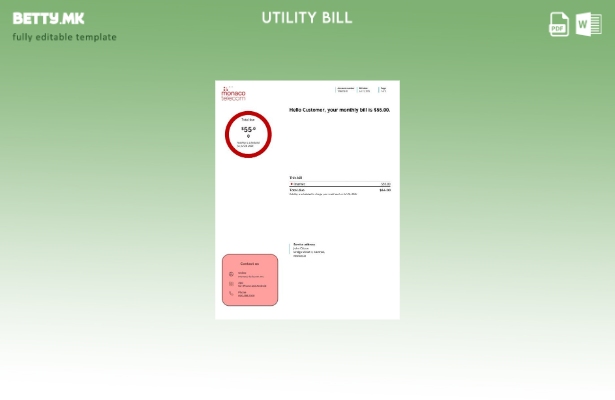 модерен стил, сметка за комунални услуги за интернет телеком Монако, шаблон за с