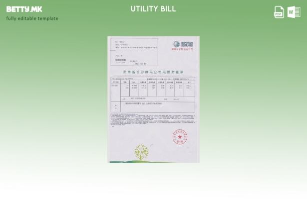 модерен стил, шаблон за збор за сметка за комунални услуги на кинеската државна