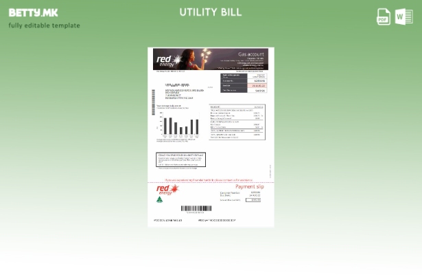 модерен стил, шаблон за збор за сметки за комунални услуги во Австралија Red Ene