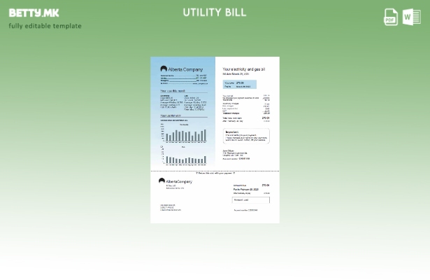 модерен стил, шаблон за збор за сметки за комунални услуги во Канада Алберта